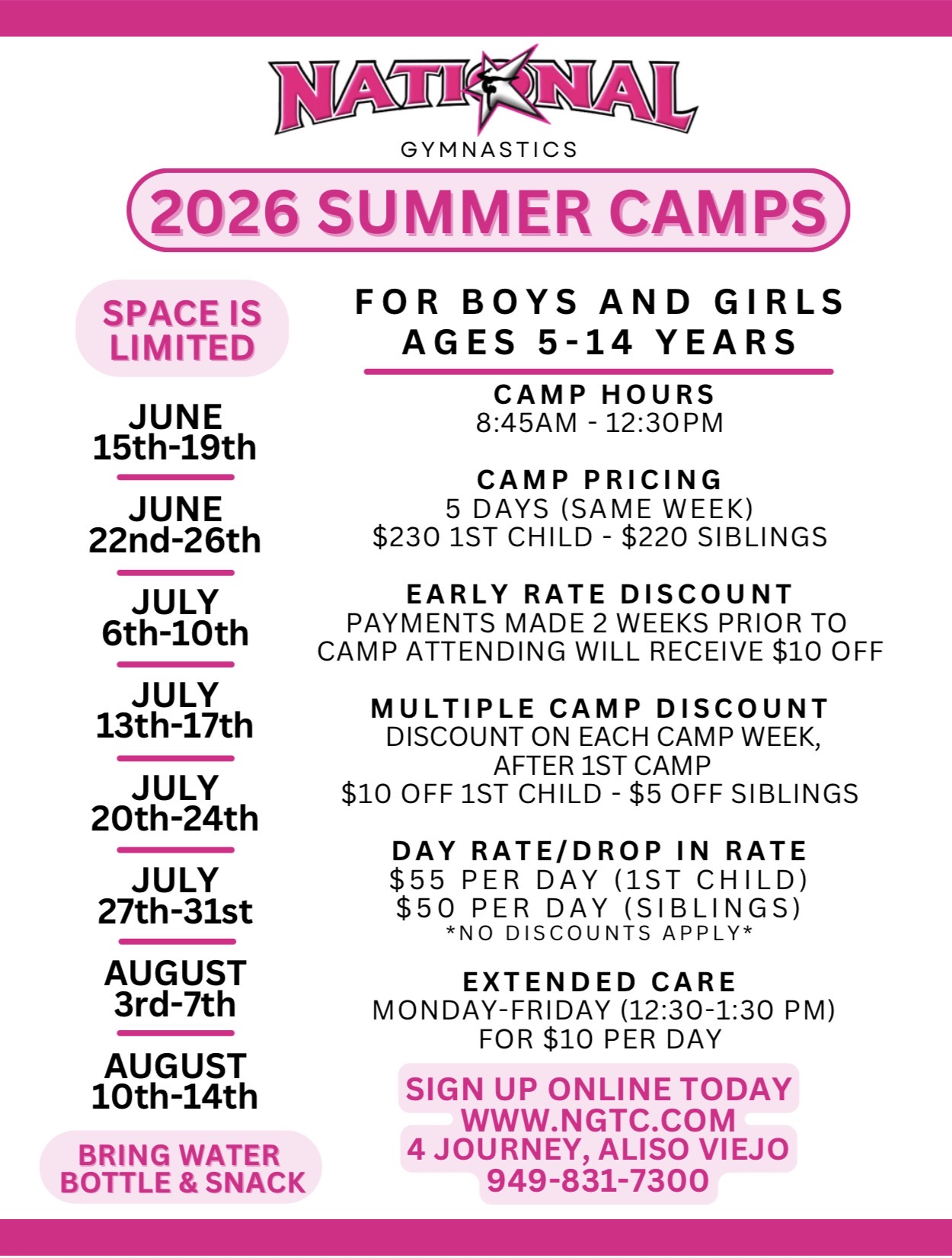 National Gymnastics Summer Camps